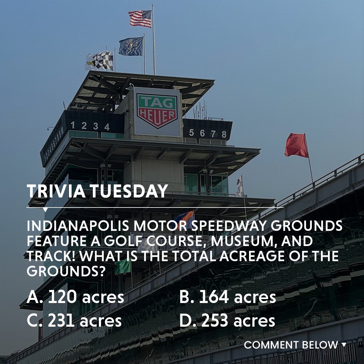 🏁 It's officially May, which means it's an exciting time to be in Indianapolis! Especially with the 108th running of the Indianapolis 500 on the horizon at @IMS!

❓ Get yourself prepared for the biggest spectacle in sports with some #TuesdayTrivia!

#Indy500 #LucasWorks #Racing