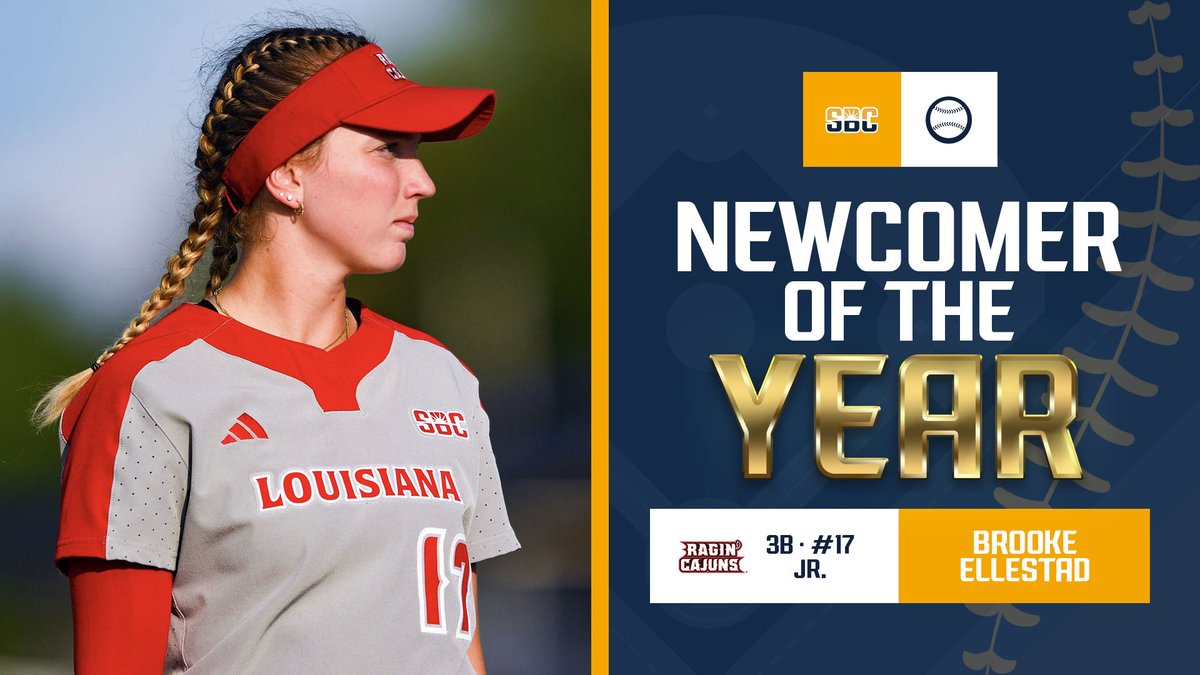 𝗕𝗥𝗢𝗢𝗞𝗘’𝗦 𝗕𝗔𝗡𝗡𝗘𝗥 𝗗𝗘𝗕𝗨𝗧.

Brooke Ellestad made a splash in her first season suited up for @RaginCajunsSB, highlighted by her league leading .474 batting average and 34 RBI during #SunBeltSB play. ☀️🥎

📰 » sunbelt.me/3UxZZEZ