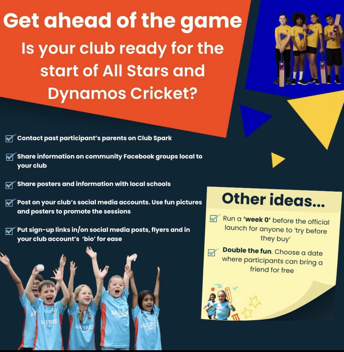 Want to attract more All Stars and Dynamos participants to your club?Check out the pic below ⬇️. Let the Summer of Fun Begin ☄️🏏☀️🤩@allstarscricket @DynamosCricket @CoachWrexham