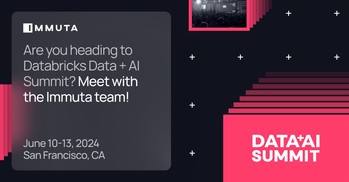 Joining us in San Francisco for @databricks #Data+AISummit? Find us at booth #81 to chat about Immuta can help your organization unlock value from your data, simplify operations, and improve #datasecurity.   Request an on-site meeting for more info → ow.ly/XZLv50RyN0P
