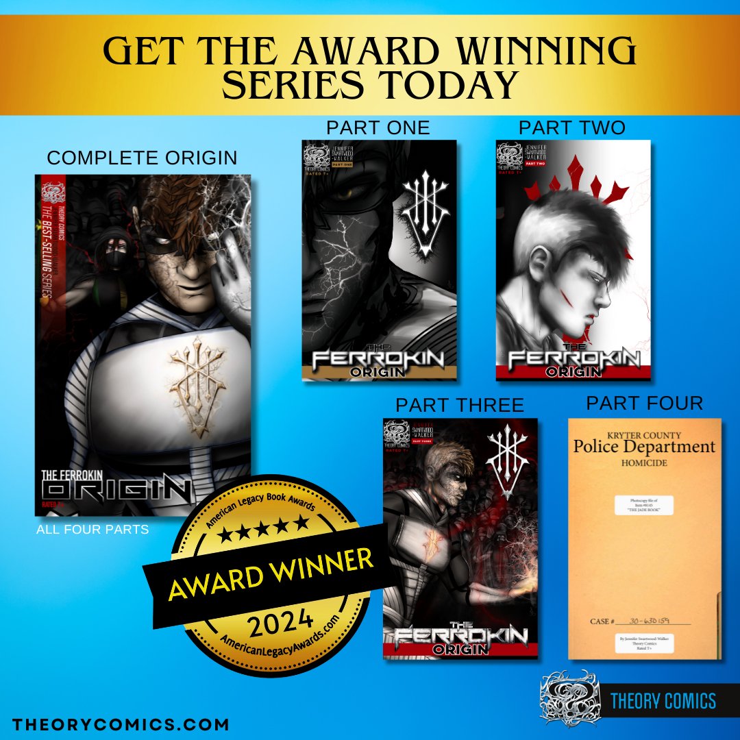 Our title, 'The Ferrokin Origin,' just won big at the American Legacy Book Awards! Grab your copy now at TheoryComics.com! #AwardWinningReads #MustRead #GrabYourCopy #AdventureAwaits #TheoryComics #GraphicNovel #Fantasy #BookLovers #Bestseller #Storytelling #ReadNow