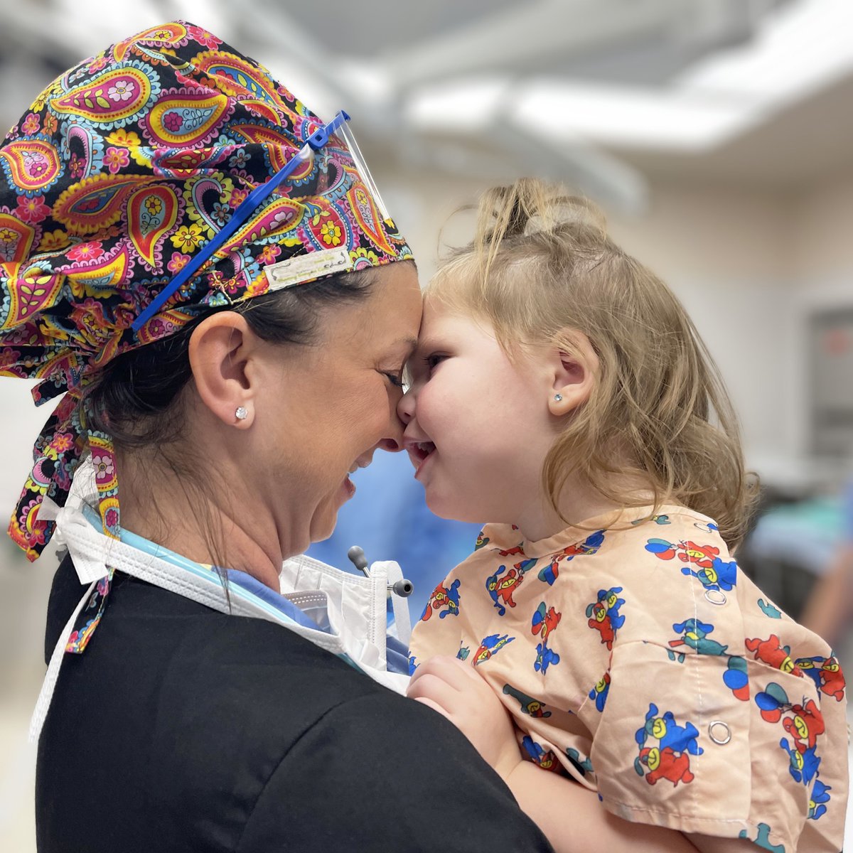 This moment between our nurse anesthetist Brittany and Liliana shows us empathy is everything. Liliana was scared going into surgery. Brittany and Liliana's care team calmed her by being playful, making jokes and giving high fives. It made all the difference. #NursesWeek