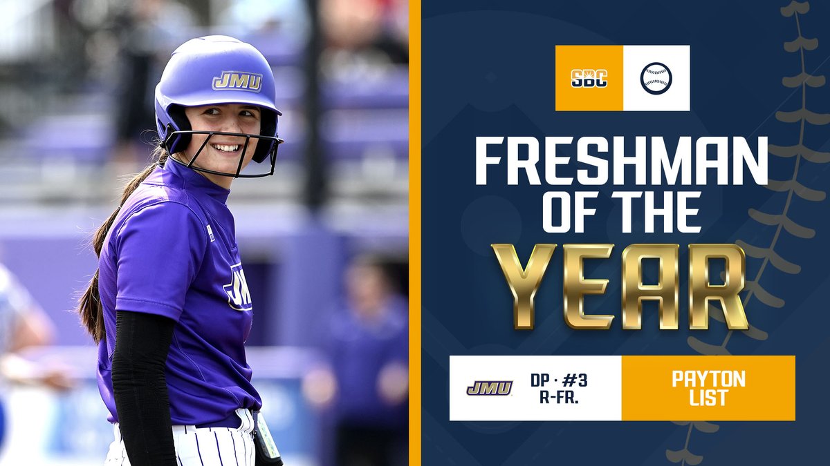 𝗢𝗡 𝗢𝗨𝗥 𝗟𝗜𝗦𝗧.

Payton List made 38 starts for @JMUSoftball, owning a .395 batting average against #SunBeltSB foes while leading the Dukes with seven home runs, 22 RBI, six doubles, and 57 total bases. ☀️🥎

📰 » sunbelt.me/3UxZZEZ