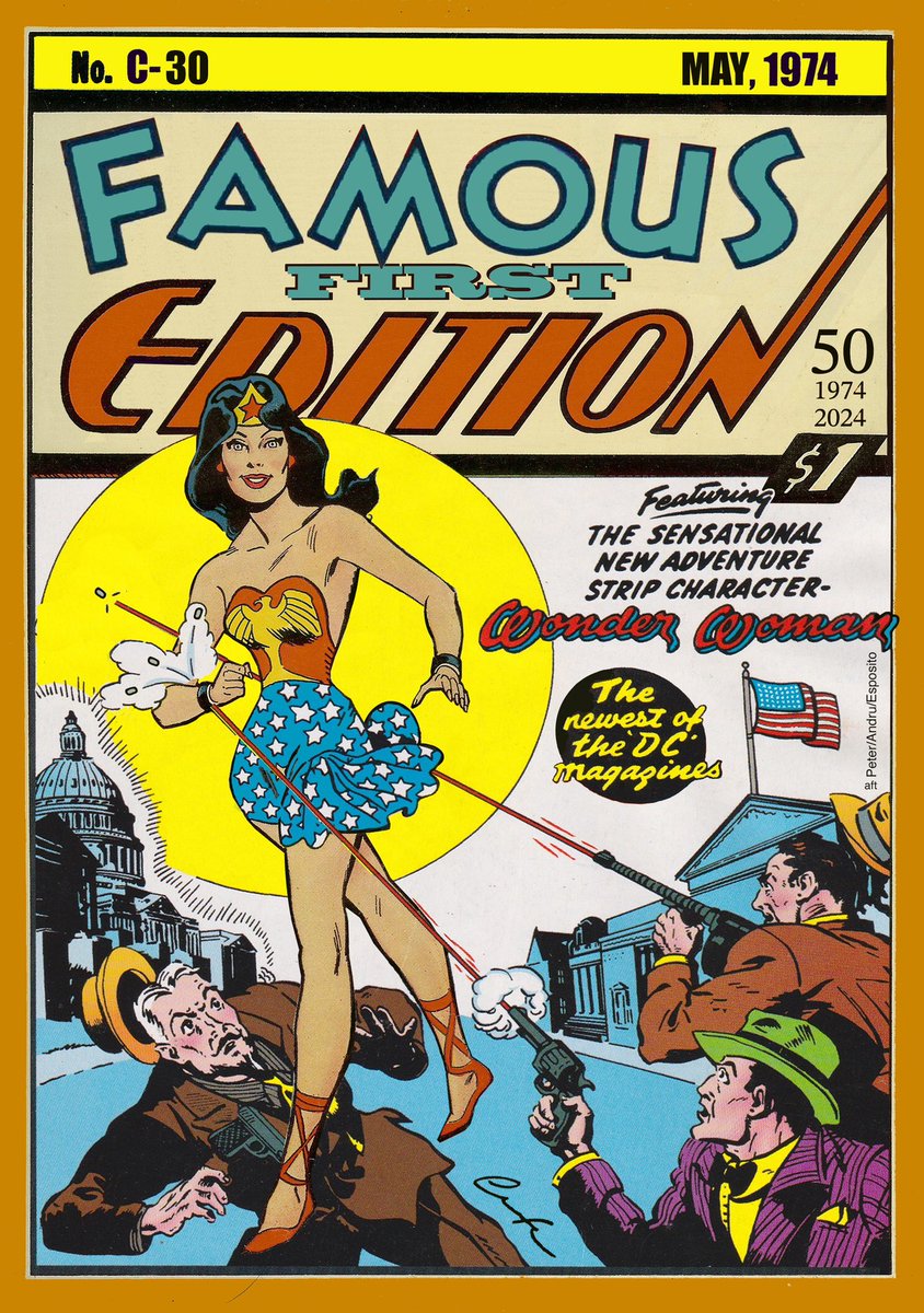 #50YearsAgoToday two months after #TheAmazingAmazon made her #TelevisionDebut in an @ABCNetwork movie @DCOfficial reprinted #theFirstIssue of #WonderWoman’s #originalComicSeries #SensationComics #1 in a #fullCoverToCover #copper-trimmed #tabloidFormat #FamousFirstEdition C-30