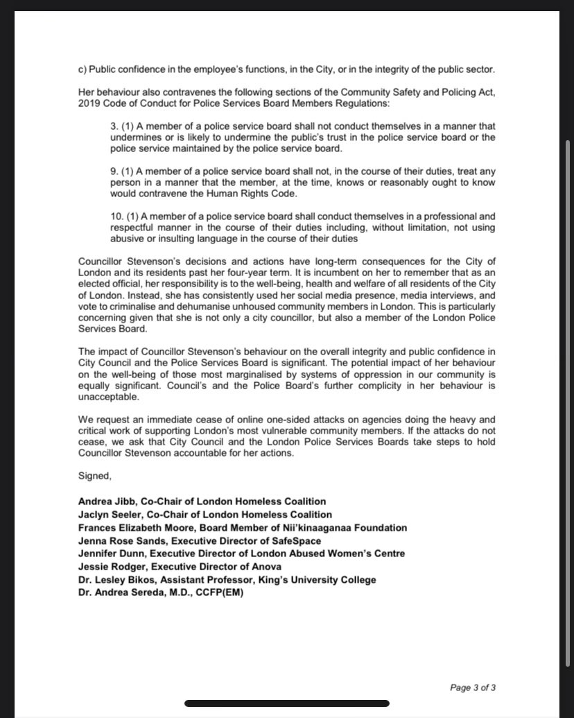 Open letter to @CityofLdnOnt council calling for action re: ongoing and escalating harms by a #ldnont city councillor/police board member. Behaviour already formally reprimanded by council in Dec. 2023 via the Integrity Commission findings. @ldnpoliceboard @OAPSB