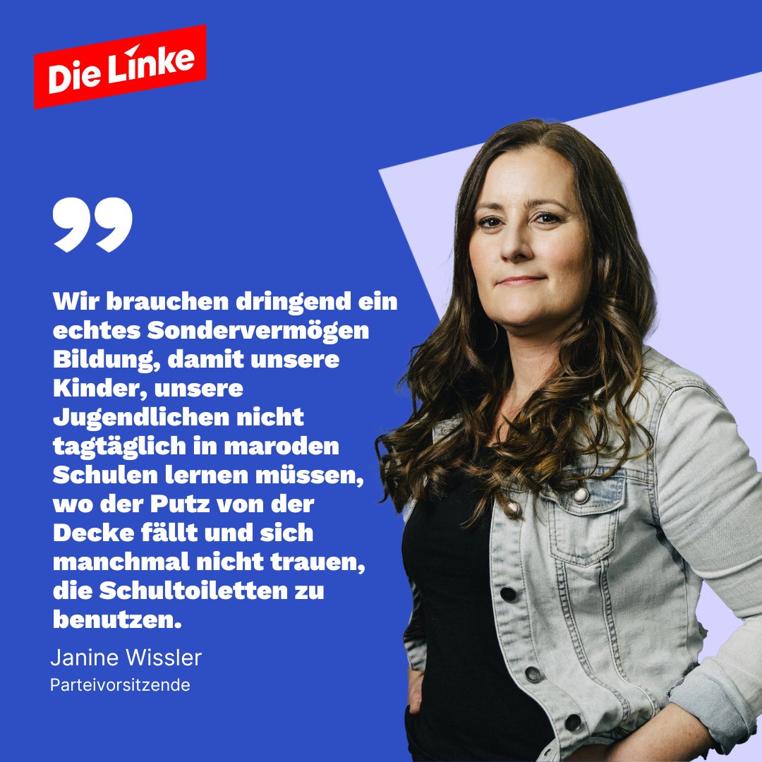 Wir müssen dringend in Bildung investieren, sagt unsere Vorsitzende @Janine_Wissler bei #WiegehtsDeutschland. Richtig so. 
Gerechtigkeit geht #nurmitlinks