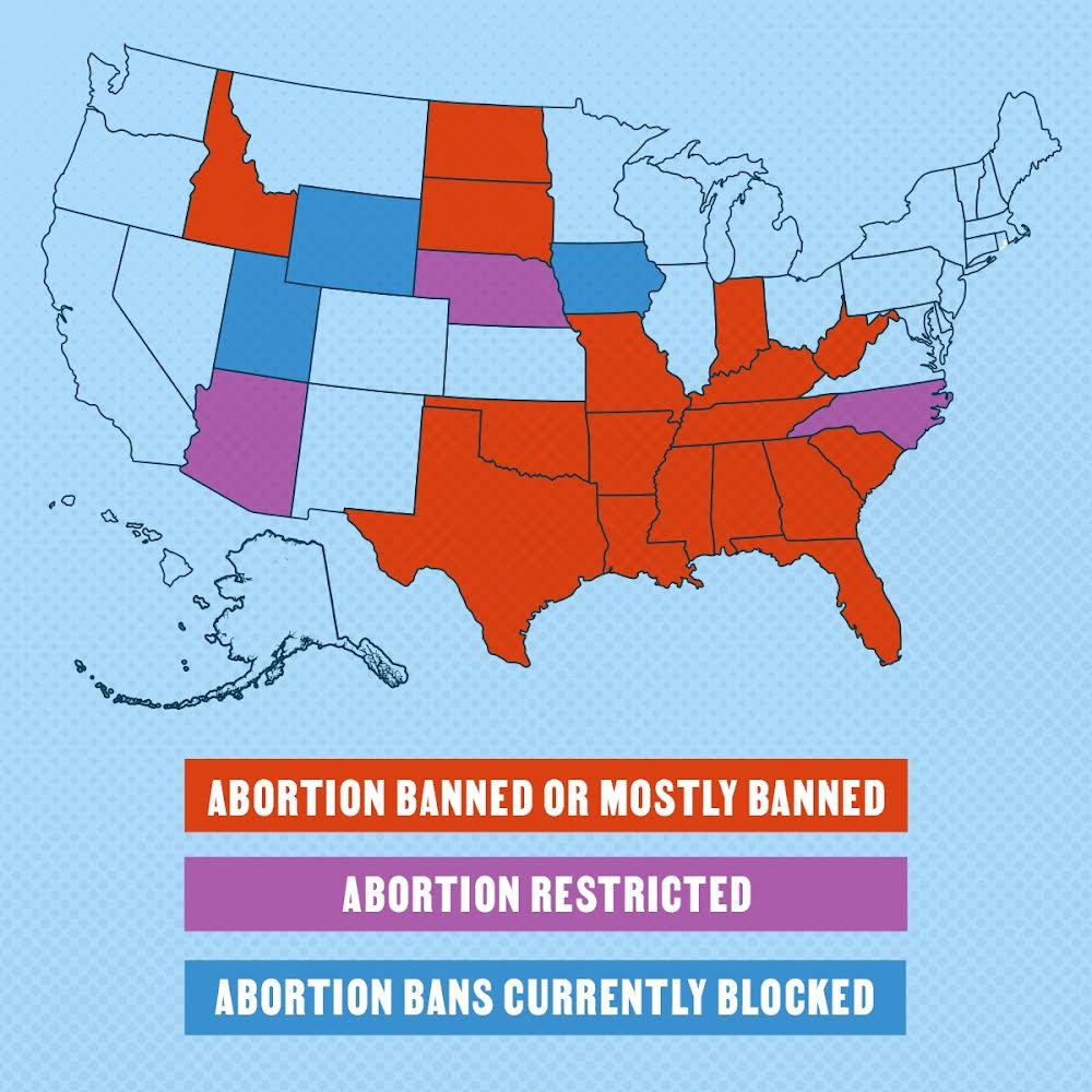 Right now, one in three American women live in a state where abortion is restricted or outright banned. If Trump wins office again, it’ll be all of us. Image via @emilyslist