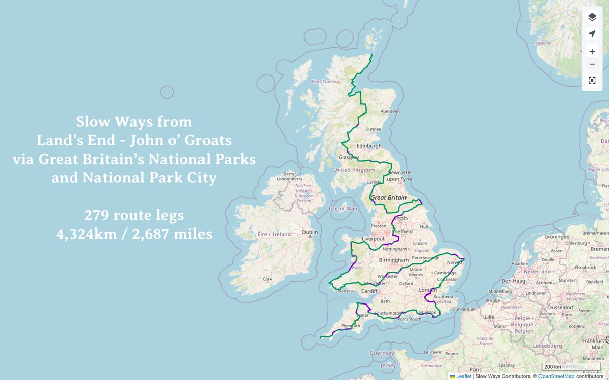 Anyone fancy this? Land's End <> John o' Groats x Slow Ways National Parks Trail! 10km a day = 432 walking days 20km a day = 216 30km a day = 144 40km a day = 108 #LEJOG #JOGLE x #SlowWays