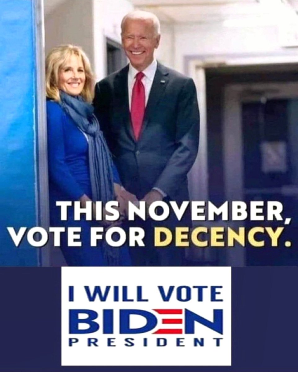 #wtpBLUE #DemVoice1 #ProudBlue Vote for decency in the White House. Vote Joe Biden who brought us out of the COVID epidemic, restored our country, got infrastructure, which was long overdue, and a lot more. Joe Biden will continue to work for us — not for himself. #FourMoreYears