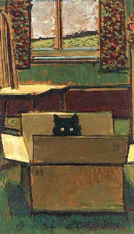 “The innocent look on their face is enough to take up most of the room in your heart.”
 - Mark Twain

Ruskin Spear
Cat in a Cardboard Box, n.d.