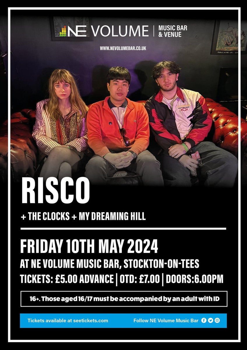 Having played to a jam-packed crowd at Stockton Calling, Teesside Brit-pop outfit Risco (formerly known as The Collectors) return to headline, with support coming from psychedelic indie rock band The Clocks and Brit-pop outfit My Dreaming Hill. Tickets: seetickets.com/event/risco-su…