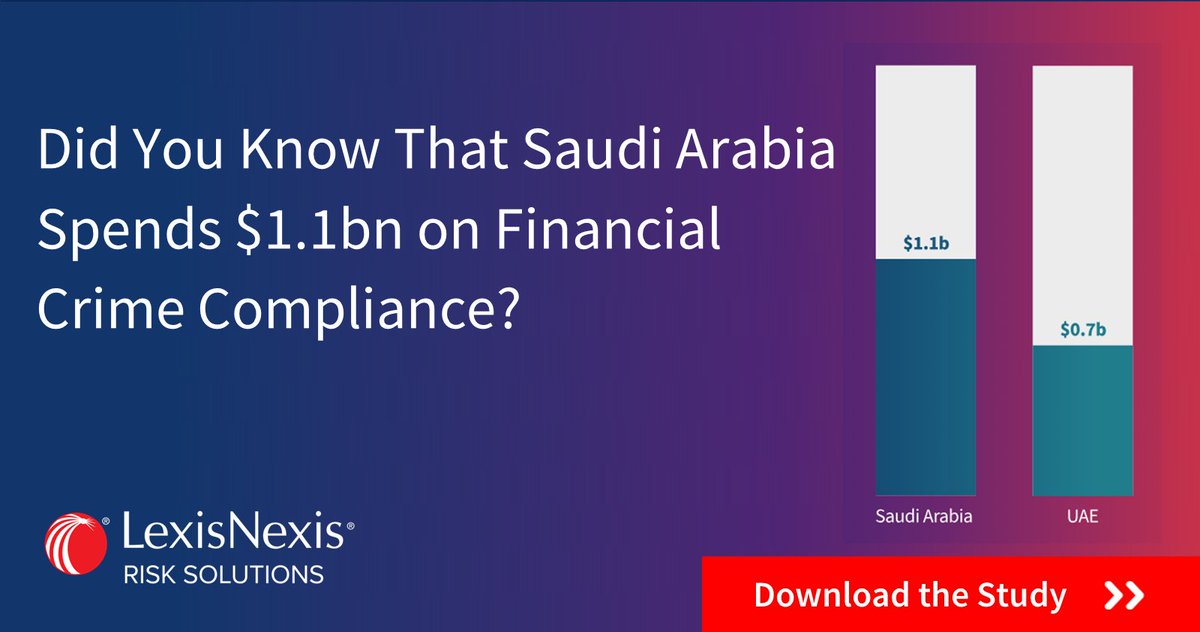 While the Total Cost of Compliance in Saudi Arabia exceeds that of the UAE, the UAE spends 31% more than Saudi Arabia relative to their respective GDP shares. I work for LexisNexis Risk Solutions. bit.ly/3UECGtc
