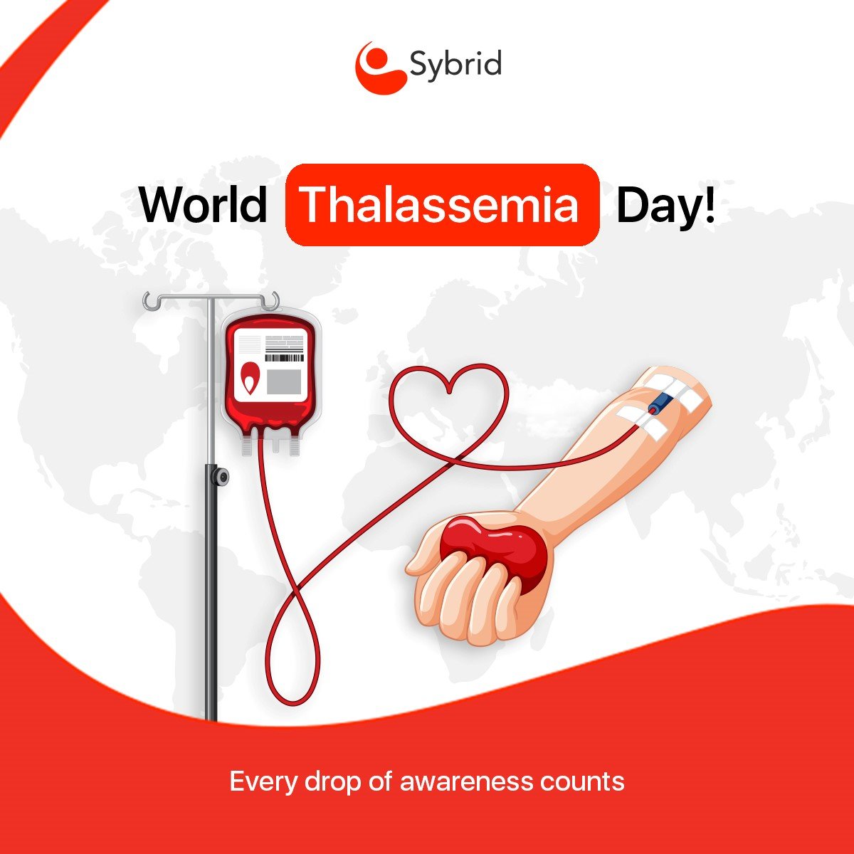On #WorldThalassemiaDay, #Sybrid intends to raise awareness and show solidarity with individuals impacted by #thalassemia. 

Let's promote and educate for a better future. ❤️

#FightThalassemia #BloodDonation #ThalassemiaAwareness #SybridImpact #SybridPakistan