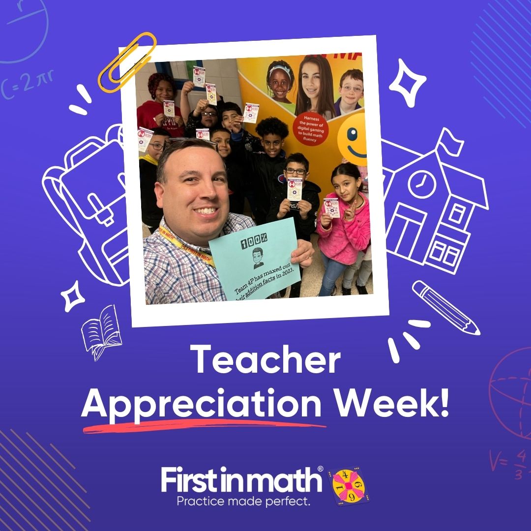 It's Teacher Appreciation Week! 🥳 Let's thank all teachers around the world for their profound impact on guiding future generations. Thank you for all that you do! 🍎✏️ #teacherappreciation #firstinmath 📸 @MrPhillipsTeach