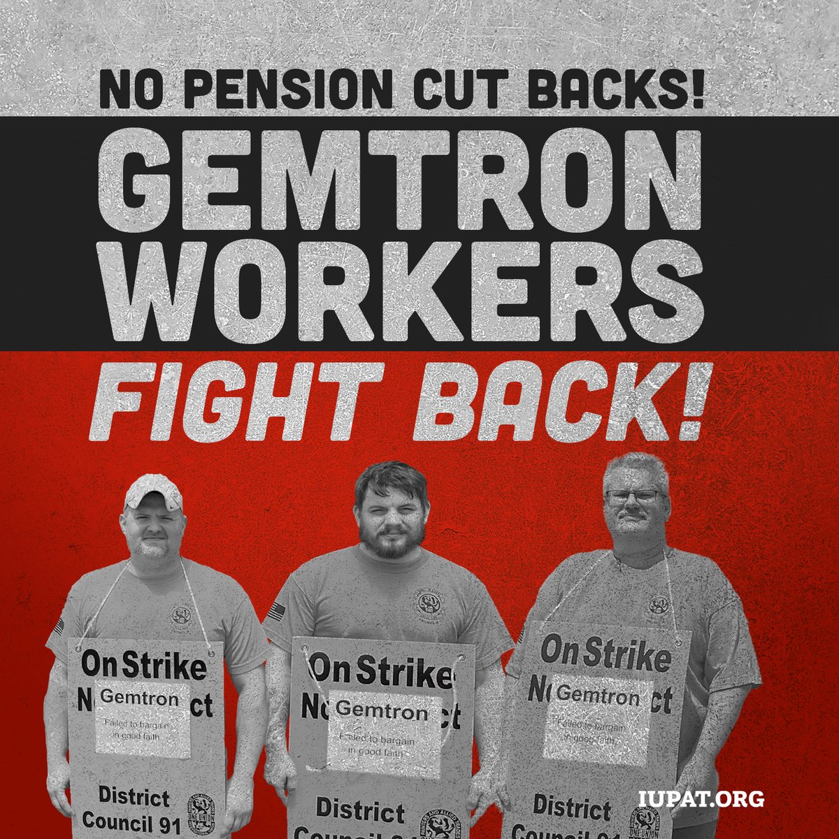 Our members who work at Gemtron, a glass manufacturer in Indiana, are on an unfair labor practice strike because the company refuses to bargain in good faith and wants to eliminate hard-earned pensions for their workers. Join us in fighting back! No pension cut backs!