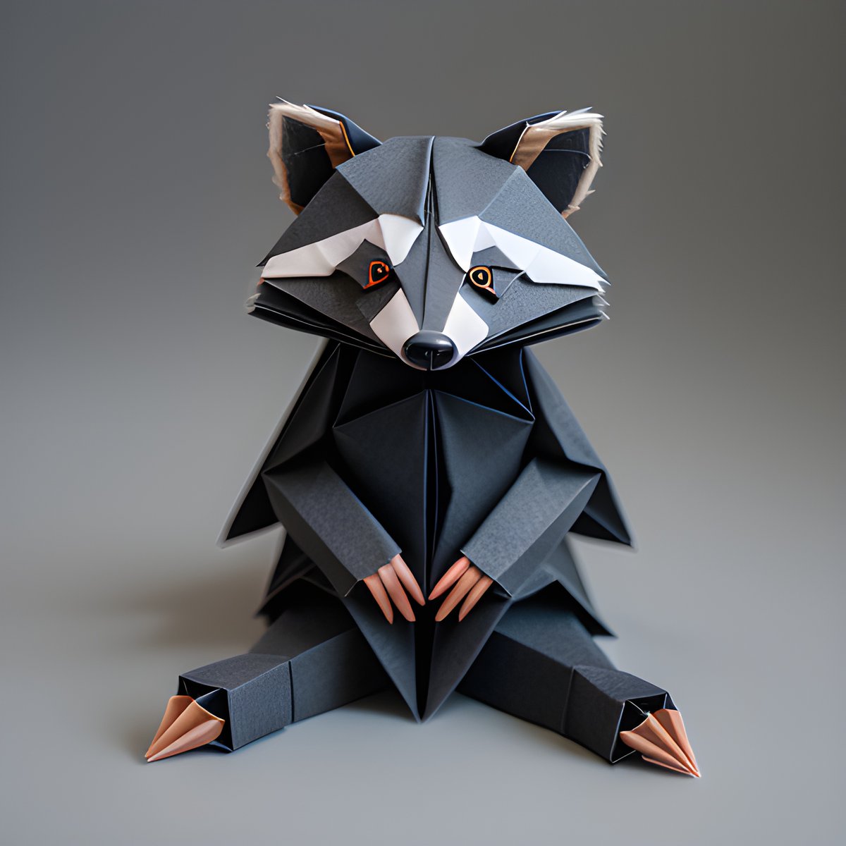 A sitting raccoon, Origami Art Style. #AI #raccoon #art #AIart #promptart #stablediffusion