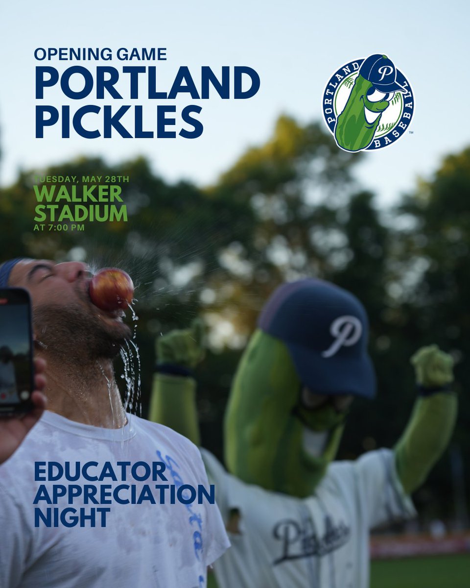 HAPPY TEACHER APPRECIATION DAY🍎 As a gift, educators get in free at our first game! Use the link to get your free tickets 🎟️ portlandpicklesbaseball.com/may-28th-educa… Purchase your own tickets here for the Pickle opener on May 28th‼️ picklestickets.com/event/preseaso…