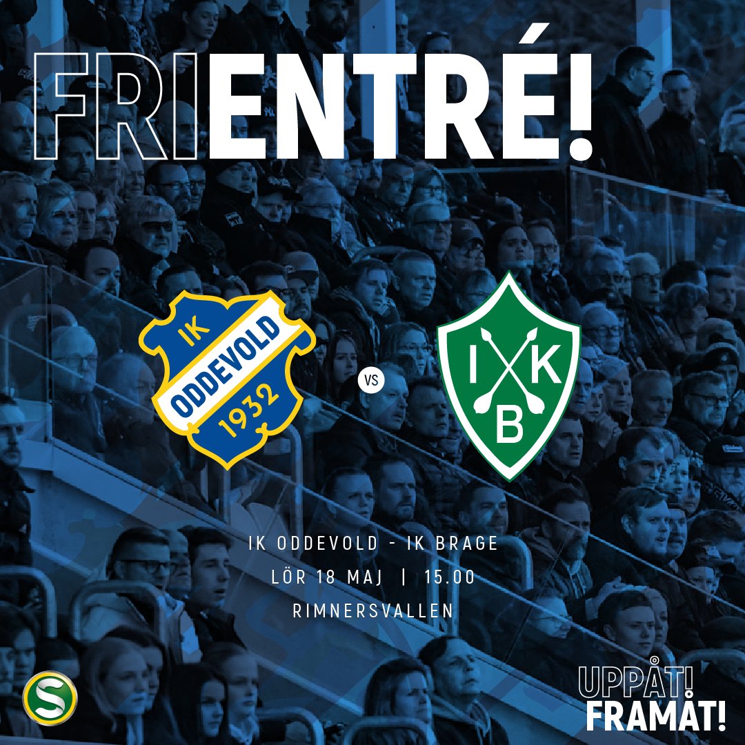 FRI ENTRÉ! 
Välkomna till vår #UppåtFramåtMatch där våra partners bjuder på inträdet och ger 1-5 kronor per åskådare! 👏

Bjud med alla som ni känner så fyller vi Rimnersvallen! ⚽️

🎟 Boka era gratis biljetter idag via oddevold.ebiljett.nu
#uppåtframåt #oddevold #superettan