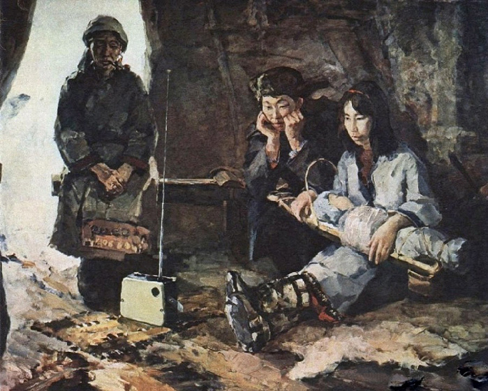 'Moscow Speaking. The Ulch' by Aleksandr Dyatala (1950s or 1960s) (The Ulch are an Indigenous people of the Russian Far East)