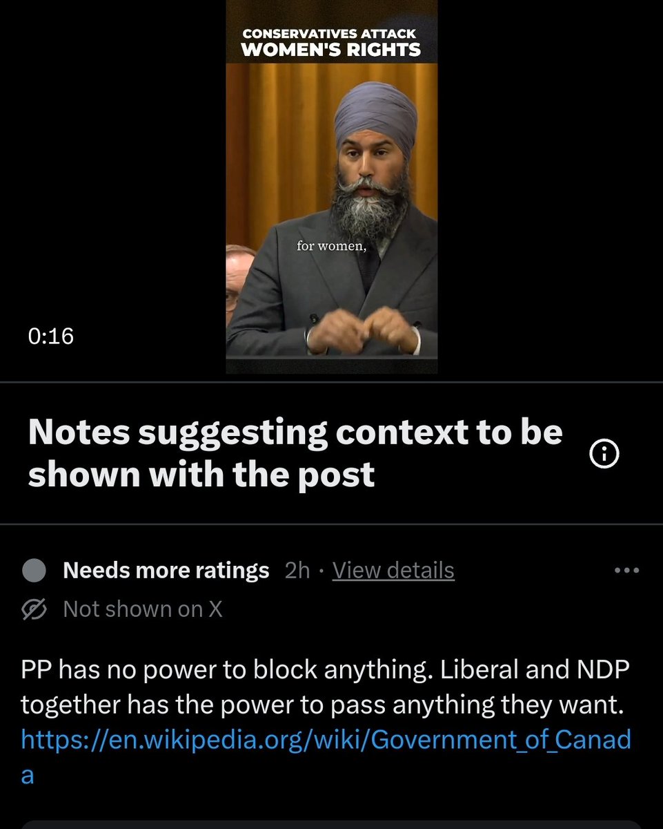 @theJagmeetSingh In case you can't see it, Singh has another community notes on this post. Poilievre is not blocking anything. You are lying once again to Canadians