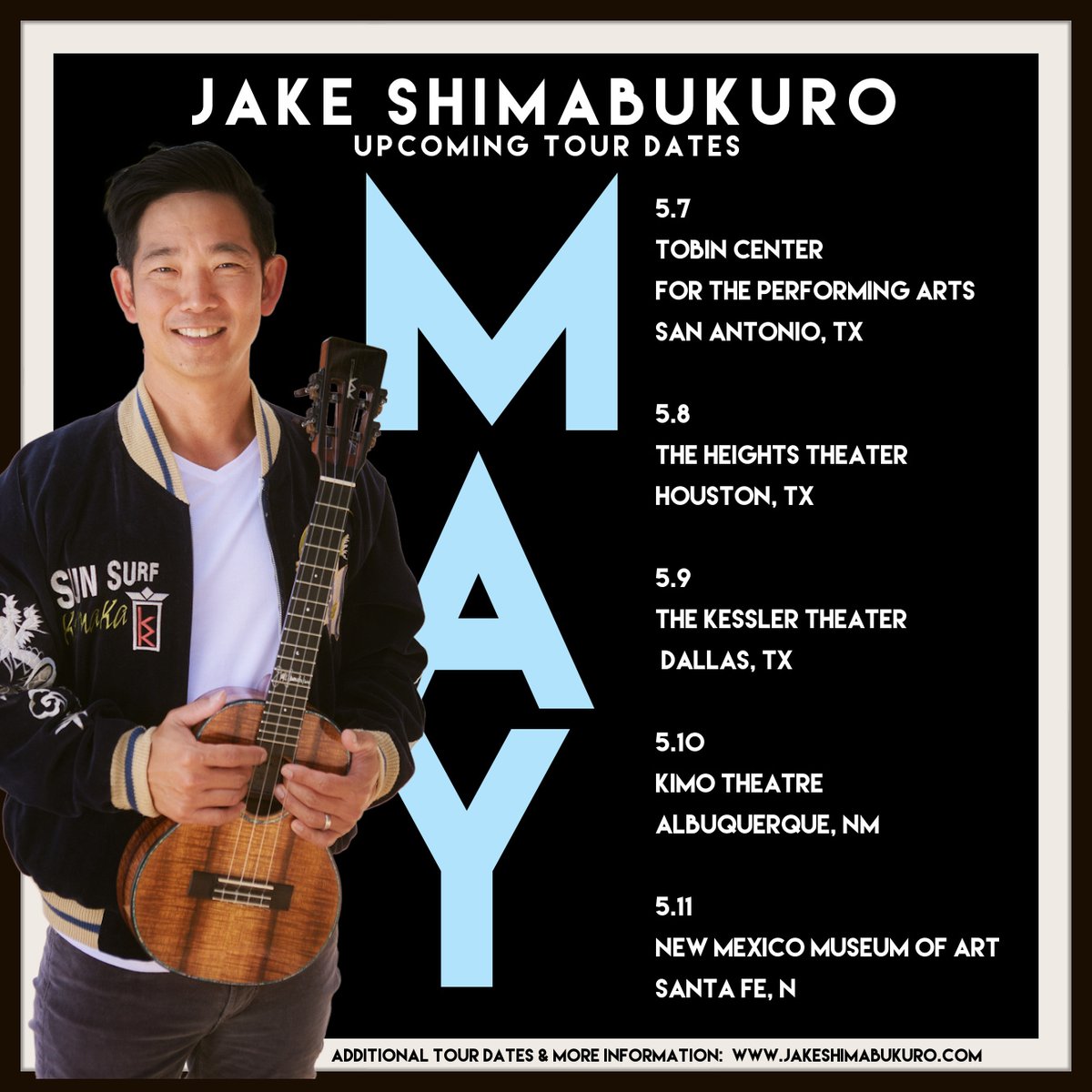 Guess who's back on the road?! 🎉 I love being back in the Great Southwest! 🌵 Texas and New Mexico, I'm coming for you this week! 😍 Information and tickets: jakeshimabukuro.com/tour/ Hope to see you there! #ontheroadagain #greatsouthwesttour #jakeshimabukurotour2024