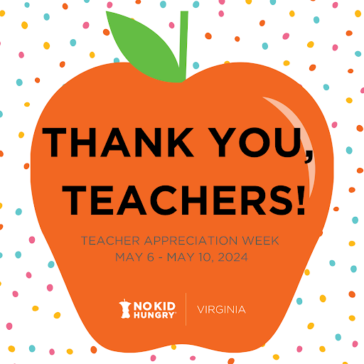 Happy #NationalTeacherDay (and WEEK!) to Virginia's excellent educators! From all of us at @nokidhungry, thank you for growing, nourishing, and inspiring our next generation.🧡 #ElevateEducatorsVA