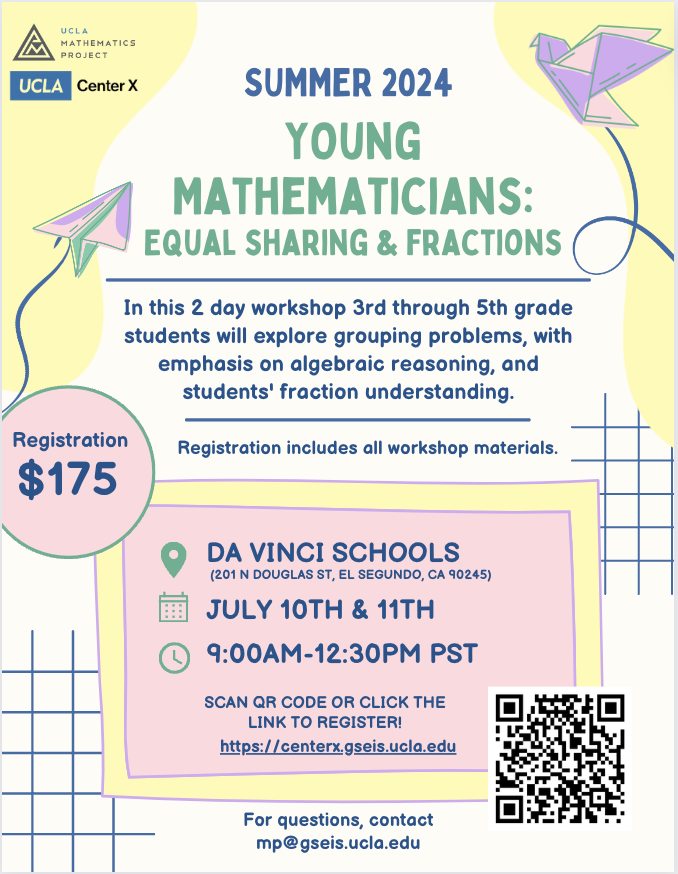 In this 2 day workshop 3rd through 5th grade students will explore grouping problems, with emphasis on algebraic reasoning, and students' fraction understanding. #datainreallife  #makingmeaningofthecurriculum #numbersenseandreasoningroutines #playfulfluency #proportionalreasoning