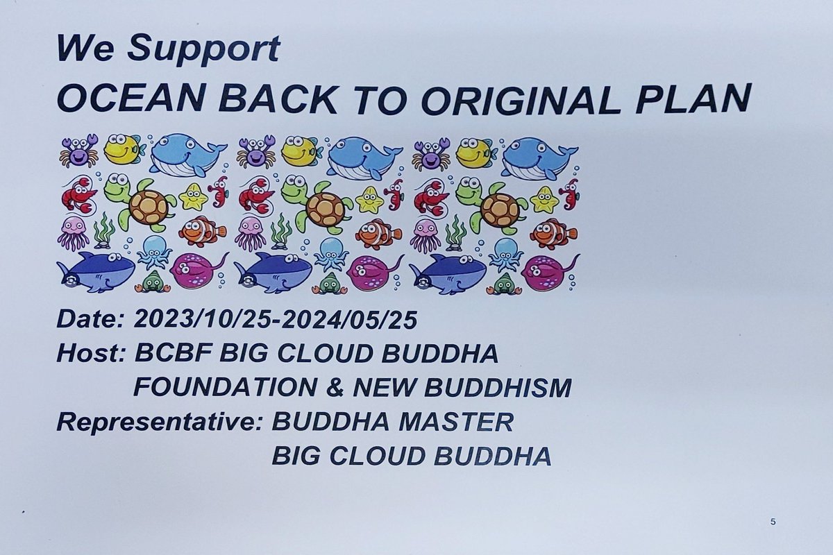 Here is our BCBF BIG CLOUD BUDDHA FOUNDATION to announce in Sunday Teaching Class related to OCEAN BACK TO ORIGINAL. We extend our date one month long. Original is 2024.05.25. Now extended to 2024.06.25.We wish this movement will be helpful to our Ocean Creature.