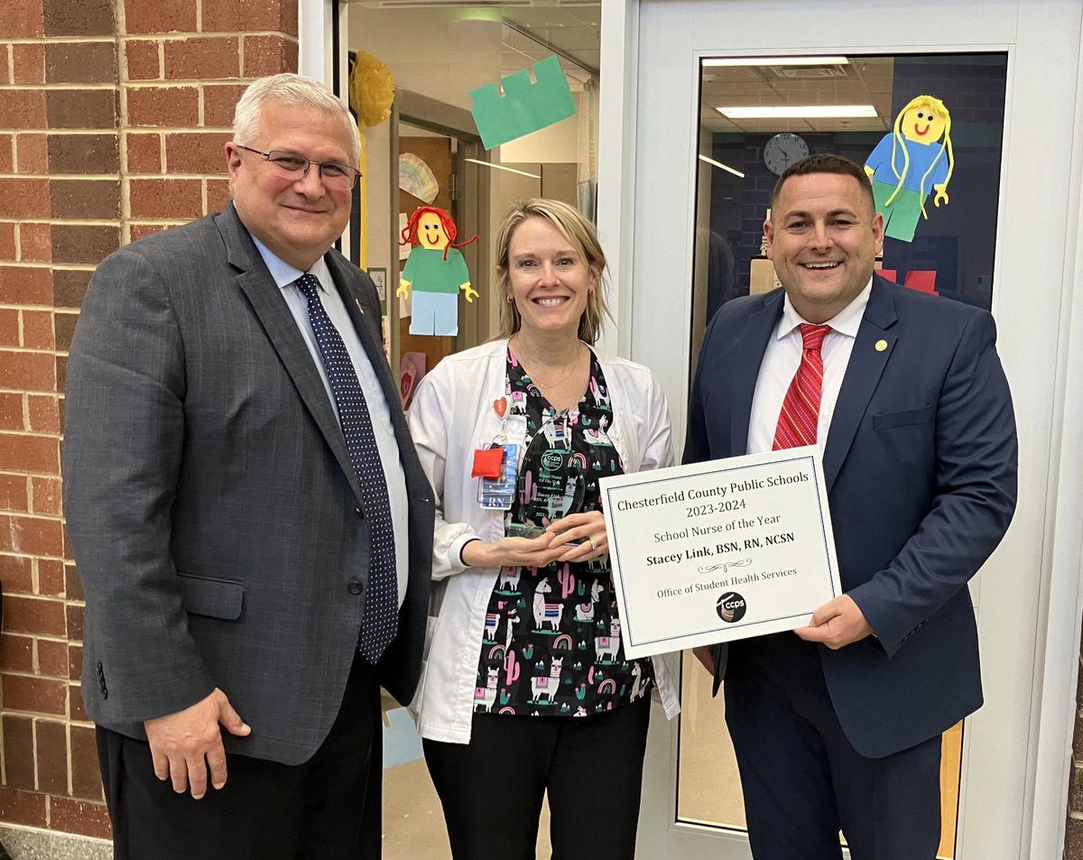 PrincipalDubiel's tweet photo. Congratulations to “Nurse Stacey” Link, MES School Nurse! She was just named CCPS School Nurse of the Year for 23-24! #ourherd is so proud of her! She is the absolute BEST! #oneCCPS @ccpsinfo 🎉💕🐴 https://t.co/N0eLWM7zR9