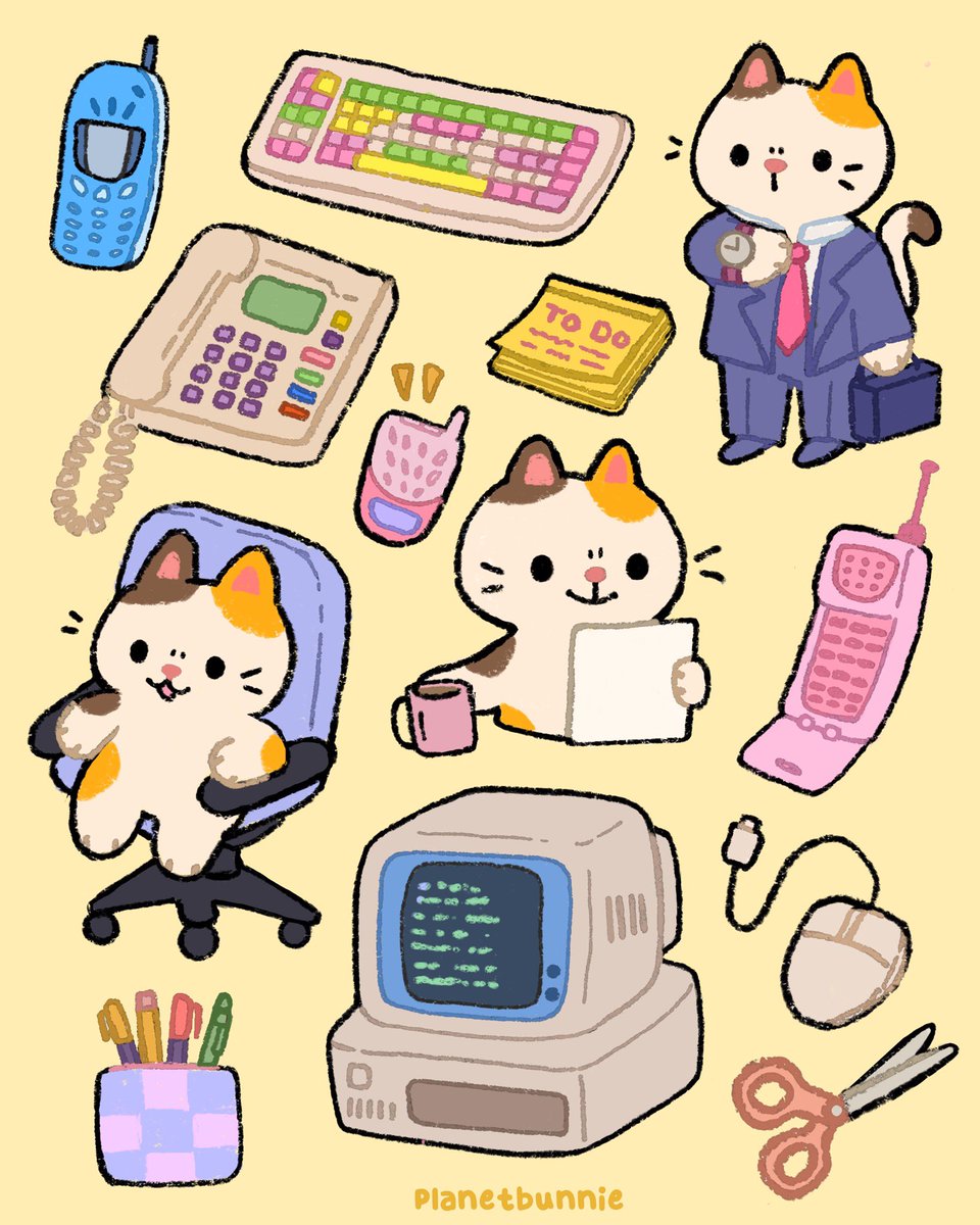 lil business cat 🐈 I just wanted to draw old phones hehe