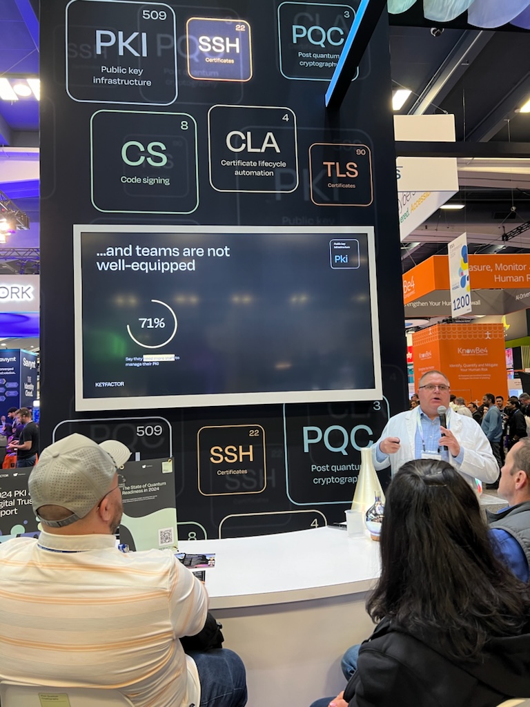 ICYMI: Keyfactor’s own CSO, Chris Hickman, gave a “Crash Course in PKI and Digital Trust” at our booth #1049 (South Expo). Didn't make it today? He’ll be back here tomorrow, so make sure to swing by to catch his talk at 11:30 am PST. #RSAConference2024