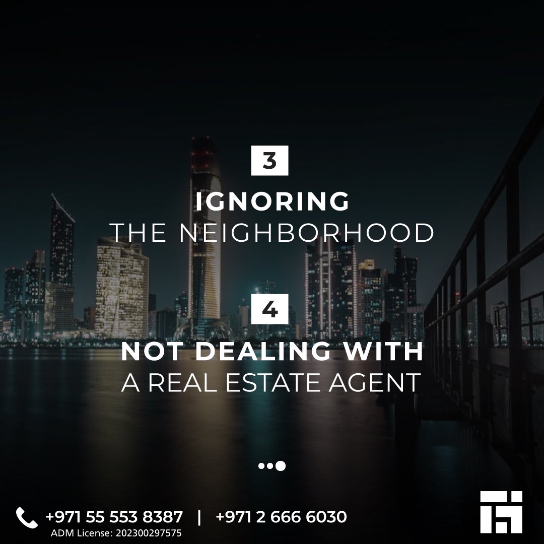4 Things To Avoid When House Hunting 1. Looking at more than you can afford 2. ⁠Skipping mortgage pre-approval 3. ⁠Ignoring the neighborhood 4. ⁠Not dealing with real estate agent #uaeproperties #sustainablehomes #sustainablehomesrealestate #abudhabi #propertyinvestment