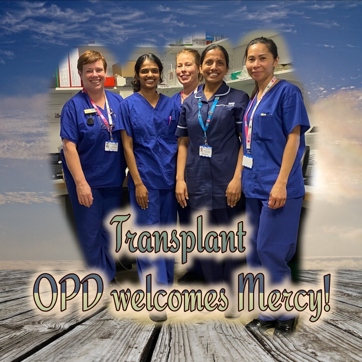 Transplant OPD welcomes (back) new manager of the unit, Mercy! Mercy is welcomed back to Transplant in a new role, we all wish her great success! #manager #adventure #success @MFTnhs @TntTracy73 @parkerkarenj 👏 👏 👏