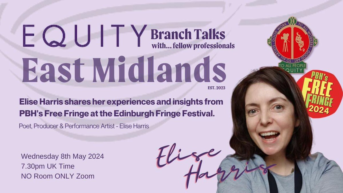 EquityEastMids's tweet image. DM or message @pcmcreative for the zoom registration link. Welcoming all @EquityUK members and the Equity Curious!