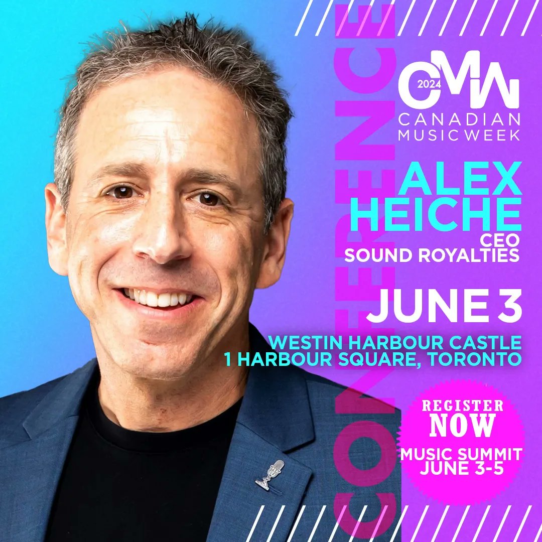 We are thrilled to announce Alex Heiche, CEO of Sound Royalties, as a speaker at #CMW2024. Passes are on sale now. bit.ly/4cZwpAE 🎟🔗 #canadianmusic #musicsummit  #musicindustry #Toronto #musicconference #canadianmusicweek
