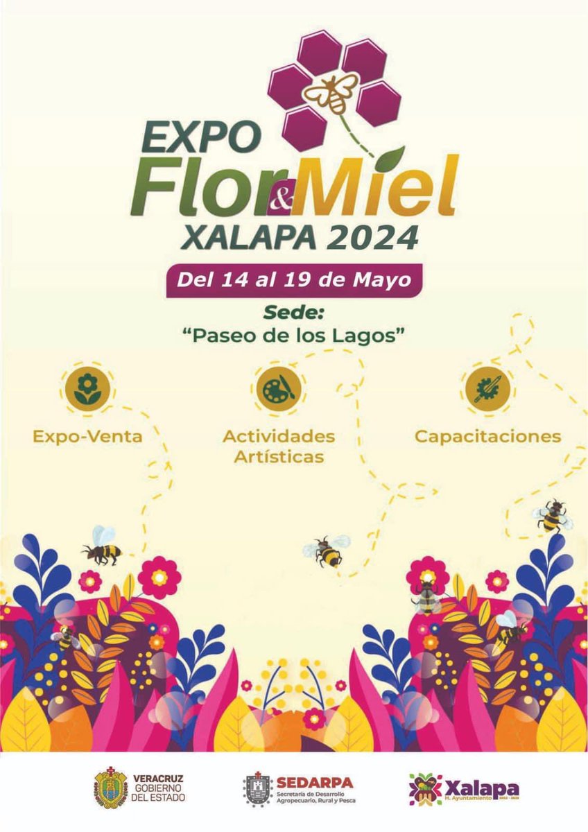 ¡Te esperamos del 14 al 19 de mayo en la “Expo Flor 🌷 y Miel 🍯 #Xalapa 2024”! En el 📍Paseo de Los Lagos de la capital del estado podrás disfrutar con tu familia y amigos, así como adquirir una gran variedad de productos sanos, orgánicos y de alta calidad.