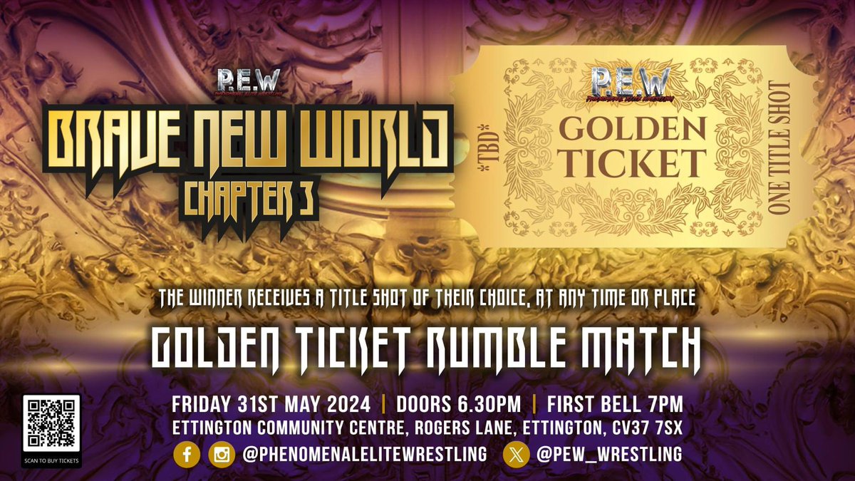 THIS JUST IN- We can confirm an additional 5 Names as official participants in the Golden Ticket Rumble Match- CJ Rawlings @hotshotjoeysco1 Oscar Prospero @riley_nova @smashingmike_s1 Get your tickets to see who walks out with THE GOLDEN TICKET buytickets.at/phenomenalelit…