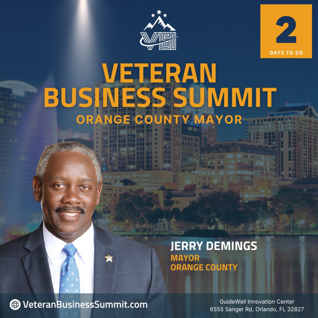 veicenter's tweet image. 🌟 Thrilled to have Mayor Jerry L. Demings delivering a special message at our Veteran Business Summit on May 9th!  Register now at hubs.ly/Q02wqPP_0 to hear his inspiring words! #VeteranBusinessSummit #SpecialMessage #MayorDemings