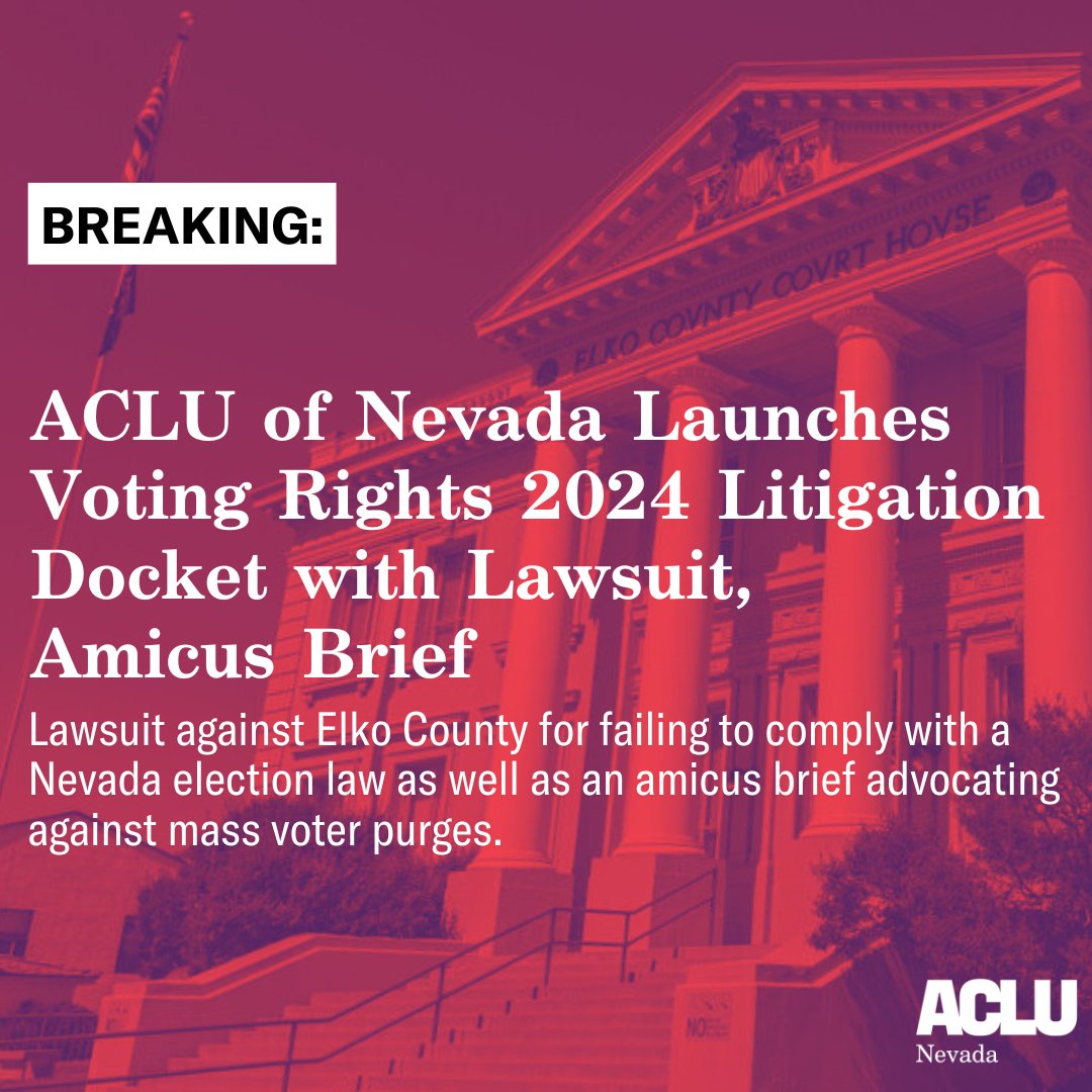Ahead of a critical election year, we can’t let anyone’s voices go silenced, especially in a battleground state like Nevada. @aclunv is suing Elko County Jail for refusing to implement policies that ensure eligible voters have access to the ballot box 🗳