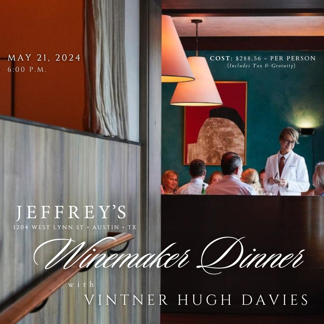 Join us for a night of elegance, flavor, and unparalleled hospitality! Additional Information: schramsberg.com/events/jeffrey… #schramsberg #daviesvineyards #jeffreysaustin #austinfinedining #austinevents #austindining #austindinner