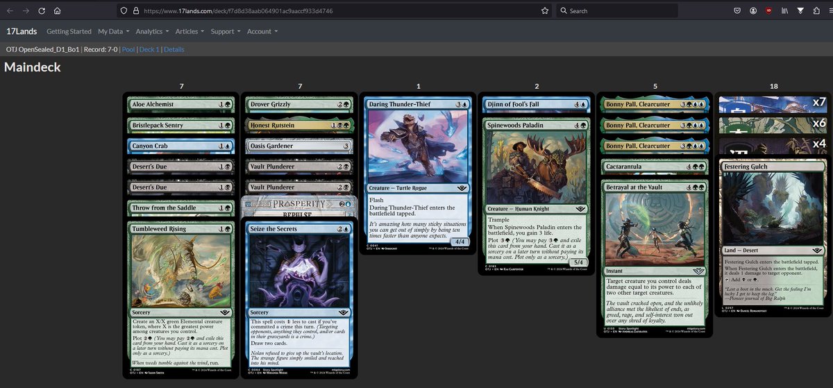 I was looking the 7-0 decks with some friends, and some decks cought my eyes ahahahah

#mtga #open #sealedeck #otj