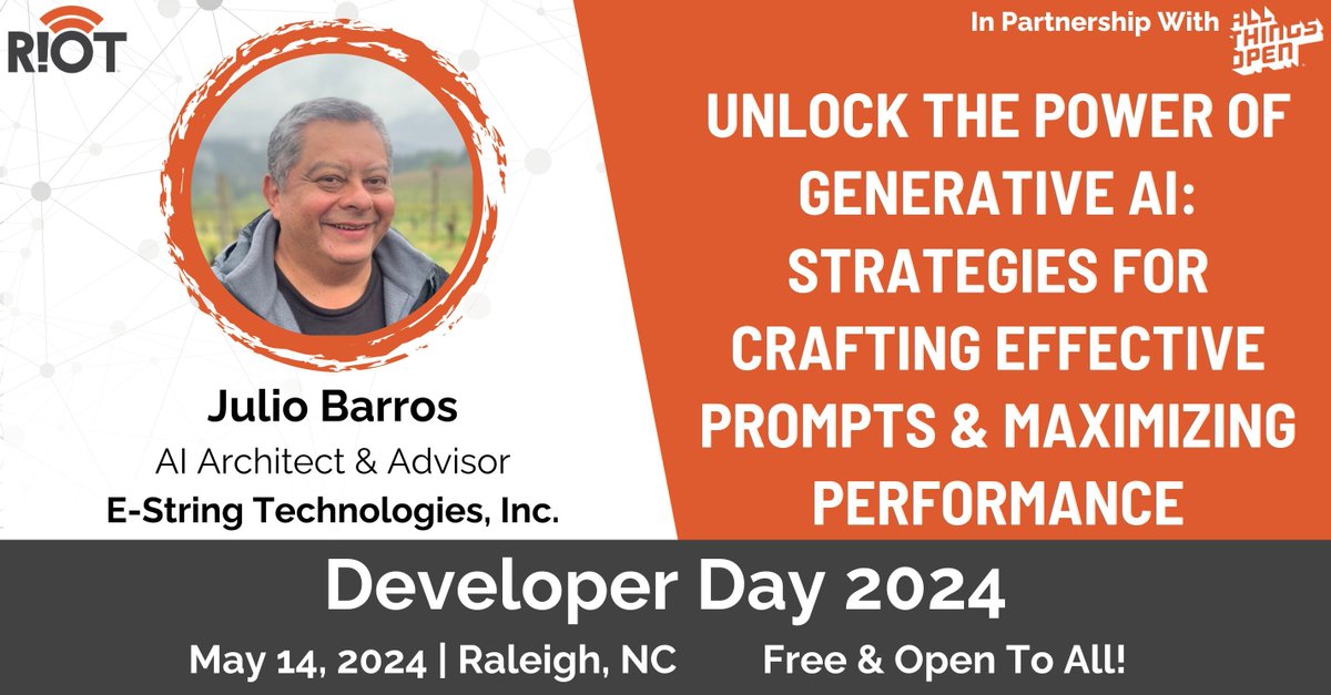 Join Julio Barros at #RIoTDevDay2024 for insights on mastering generative AI. From basic principles to advanced strategies like prompt chaining, learn to harness its power effectively. Attend for FREE: buff.ly/3xzW4j8