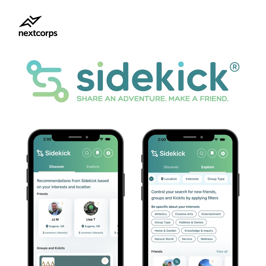 Inside the incubator: @sidekickfriends is working to combat the loneliness epidemic with a new kind of app. Recently launched for iOS, Sidekick for Friends is all about getting people off their phones & out into the real world w/ new local connections. nextcorps.org/inside-the-inc…