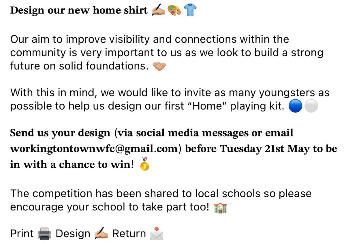 𝐃𝐞𝐬𝐢𝐠𝐧 𝐨𝐮𝐫 𝐧𝐞𝐰 𝐡𝐨𝐦𝐞 𝐬𝐡𝐢𝐫𝐭 ✍🏼🎨👕 Check the post below to get involved ⬇️ The competition has been shared to local schools so please encourage your school to take part too! 🏫 Print 🖨️ Design ✍🏼 Return 📩 before Tuesday 21st May to be in a chance to win! 🏅