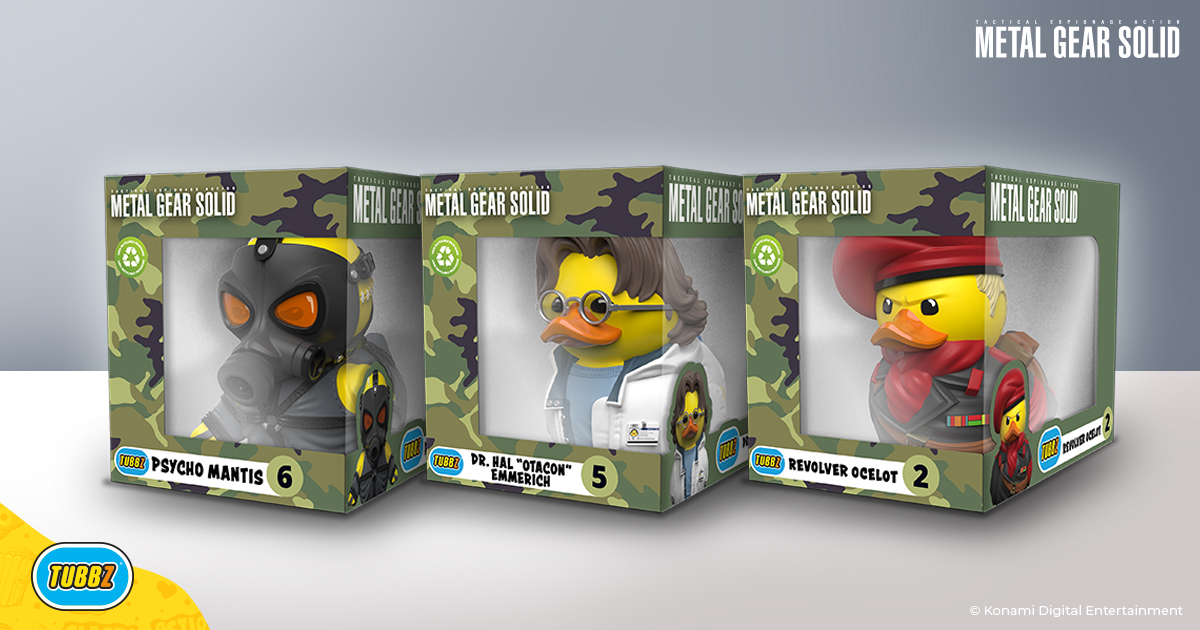 Fan favorites, Revolver Ocelot, Psycho Mantis, and Otacon have returned to the #MetalGearSolid TUBBZ range from @NumskullDesigns as Boxed Editions! Previously sold out, don't miss this chance to add these cosplaying ducks to your collection! Pre-order: bit.ly/tubbzMGS