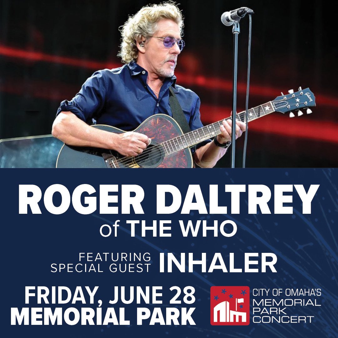 We're happy to announce that we'll be playing Memorial Park Concert in Omaha on Friday 28th June with Roger Daltrey. For more information visit: memorialparkconcert.com