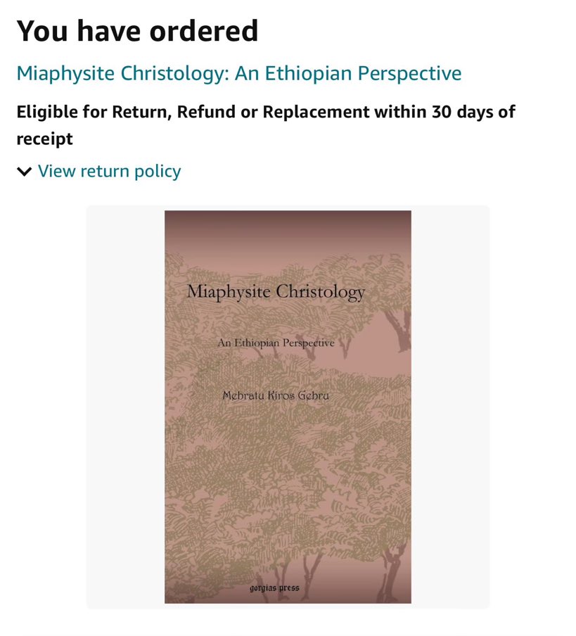 I just ordered this expensive book but deservedly so, authored by Father Mebratu Kiros Gebru: Miaphysite Christology: An Ethiopian Perspective. The book was recommended to me by @he_negash. If my grandchildren asked why I didn’t leave them any money behind, they should blame…