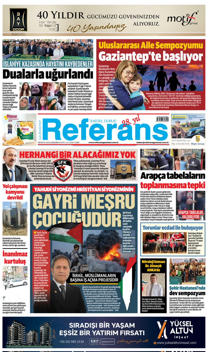 Gazetemizin 1.sayfası Haber detayları ve E-Gazete için referansgazetesi.com.tr #Gaziantep #ReferansGazetesi @AliSahin501