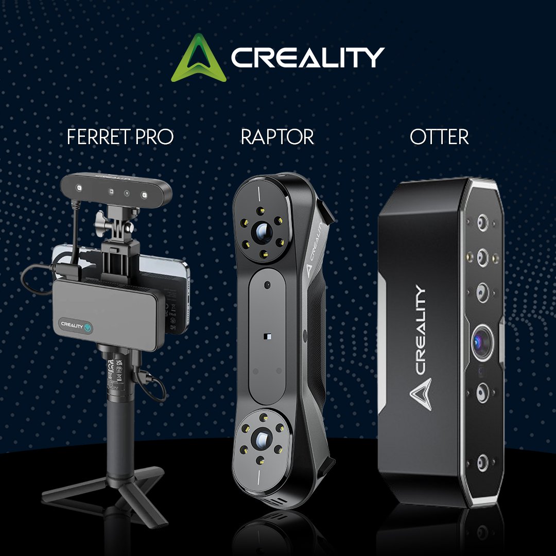 Creality offers 3D scanners for large and small projects. From the lightweight CR-Scan Ferret Pro with an accuracy of 0.1 mm to the CR-Scan Raptor with blue light laser technology and a precision of up to 0.02 mm ⚡ Creality Scanners: tinyurl.com/yek8e23j ⚡