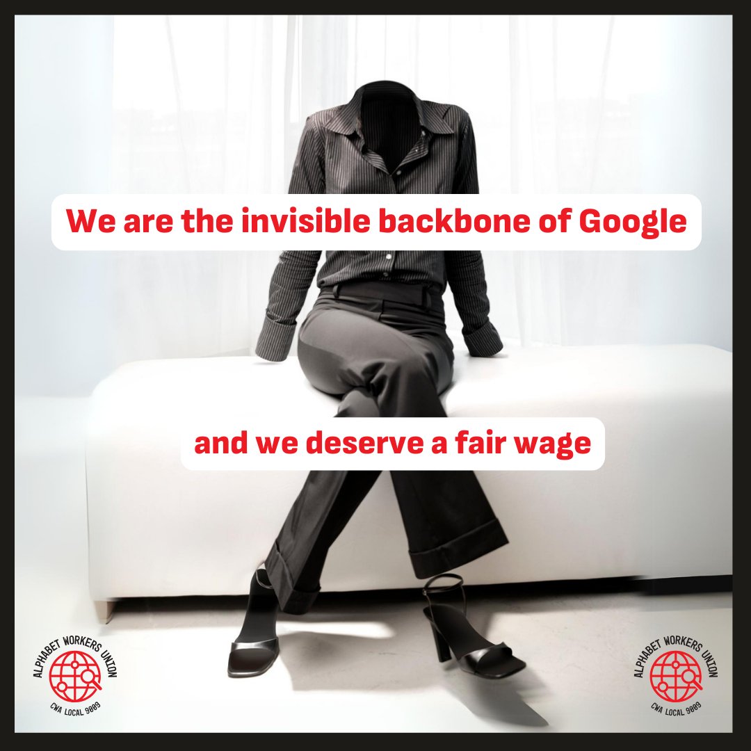 We are the invisible backbone of Google, and we deserve a fair wage. Read the full oped from @AlphabetWorkers member Toni Allen in @Fortune: fortune.com/2024/05/03/goo…